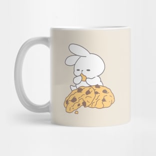 Sweet Delight: Cute Bunny Enjoying Giant Chocolate Cookies Mug